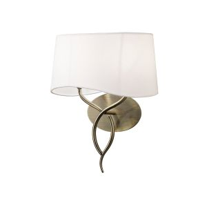 *## Ninette Wall Lamp Switched 2 Light E14, Antique Brass With Ivory White Shade