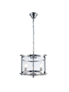 Nolan Single 36cm Pendant 3 Light E14 Polished Chrome/Clear Glass