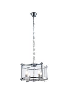 Nolan Single 46cm Pendant 4 Light E14 Polished Chrome/Clear Glass