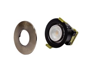 Orbio 8W, 90mA, Dimmable CCT LED Fire Rated Downlight, Antique Brass Fascia, Cut Out: 70mm, 900lm, 60° Deg, IP65 DRIVER INC. 5yrs Warranty