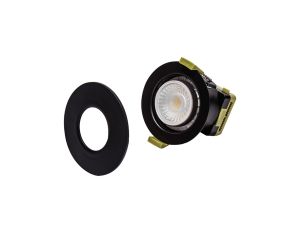 Orbio 8W, 90mA, Dimmable CCT LED Fire Rated Downlight, With Matt Black, Cut Out: 70mm, 900lm, 60° Deg, IP65 DRIVER INC., 5yrs Warranty