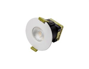 Orbio 8W, 90mA, Dimmable CCT LED Fire Rated Downlight, With Matt White, Cut Out: 70mm, 900lm, 60° Deg, IP65 DRIVER INC., 5yrs Warranty
