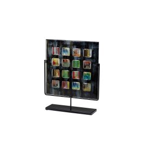 (DH) Orion Square Glass Art Panel With Stand Black/Multi-Colour