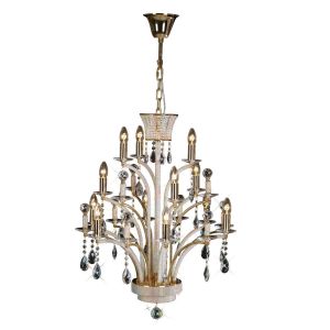 Orlando Pendant 12 Light E14 French Gold/Crystal, (ITEM REQUIRES CONSTRUCTION/CONNECTION)