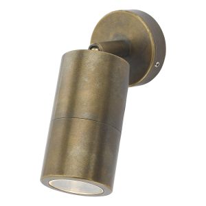 Ortega 1 Light GU10 Antique Brass Outdoor Adjustable IP65 Spotlight Wall Light With Clear Glass Diffuser