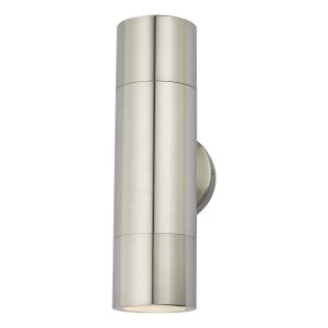 Ortega 2 Light GU10 Aluminium Outdoor Up/Down IP65 Spotlight Wall Light With Clear Glass Diffuser