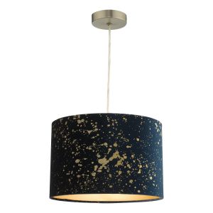 Oxi E27 Non Electric Navy Blue Velvet Shade With Gold Speckle Pattern Finish (Shade Only)