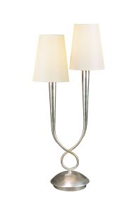 Paola Table Lamp 2 Light E14, Silver Painted With Ccrain Shades