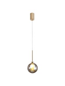 Penton Single Pendant 2m, 1 x G9, French Gold/Cognac/Frosted Type G Shade