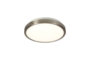 Portree Ceiling, 1 x 12W LED, 4000K, 3-Step-Dimmable, 565lm, IP44, Satin Nickel/White, 3yrs Warranty