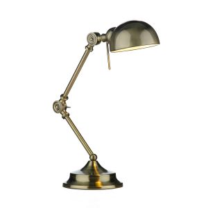 Ranger 1 Light E14 Antique Brass Adjustable Desk Lamp With Inline Switch