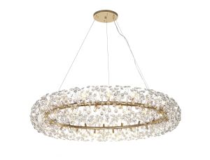 Riptor Pendant 1.4m Ring 36 Light G9 French Gold/Crystal, Item Weight:19.4kg