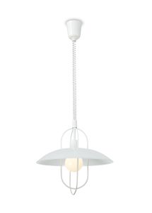 Riva Rise & Fall Pendant 1 Light E27, Matt White/Opal White Glass Shade