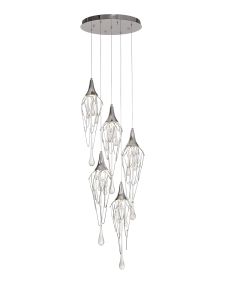 Rockport Pendant Round, 5 x GU10, Polished Chrome