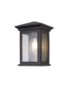 Rockwell Flush Wall Lamp, 1 x E27, IP54, Anthracite/Clear Seeded Glass, 2yrs Warranty