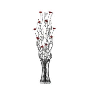 (DH) Rouge Floor Lamp 7 Light G4 Black/Red/Chrome/Crystal, NOT LED/CFL Compatible