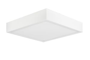 Saona 22.5cm Square LED Surface Flush Fitting,24W,3000K,2040lm,Matt White/Frosted Acrylic,3yrs Warranty