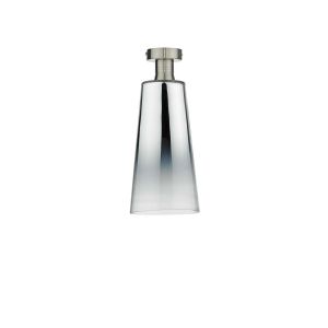 Edie 1 Light E27 Antique Chrome Semi Flush C/W Smoked Mirror Cone Shaped Glass Shade