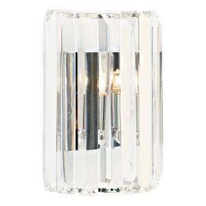 Sketch 1 Light G9 Polished Chrome Wall Light With Pull Cord Encased By Faceted Crystal Glass Rods