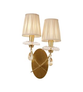 Sophie Wall Light, 2 x E14 (Max 20W), Gold Painting, Cream Shades