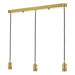 Accessory 3 Light E14 Brass Adjustable Linear Suspension With Black Braided Cable