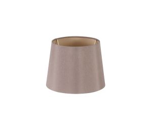 Sutton Dual Mount Round Empire, 160/200 x 150mm Faux Silk Fabric Shade, Taupe/Pilot Gold