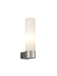 Tasso IP44 1 Light E14 Wall Lamp, Polished Chrome With Opal Tubular Glass