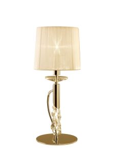 Tiffany Table Lamp 1+1 Light E14+G9, French Gold With Ccrain Shade & Clear Crystal