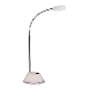 Tobias Table Lamp 1 Light 3W LED 3000K, 300lm, Matt White/Frosted Acrylic/Polished Chrome, 3yrs Warranty
