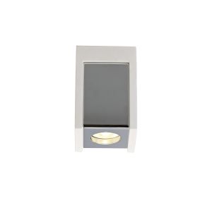 Toledo 1 Light Square Ceiling GU10, White Paintable Gypsum With Polished Chrome Cover