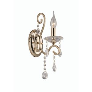 Vela Wall Lamp Switched 1 Light E14 French Gold/Crystal