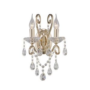 Vela Wall Lamp Switched 2 Light E14 French Gold/Crystal
