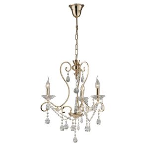 Vela Pendant 3 Light E14 French Gold/Crystal