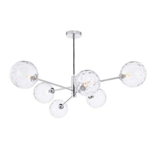 Vignette 6 Light G9 Polished Chrome Adjustable Pendant Ceiling C/W Clear Dimpled Glass Shades