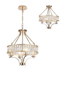 Vivienne Pendant/Semi Ceiling 4 Light E14 French Gold/Crystal