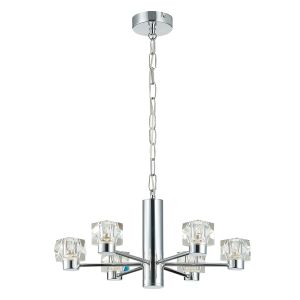 Cassia 6 Light Polished Chrome Adjustable Ceiling Light C/W Glass Crystal Shades