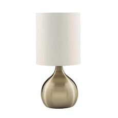 Touch Table Lamp, Antique Brass Base, White Drum Shade