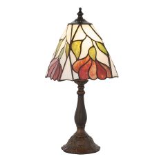 Botanica 1 Light E14 Dark Bronze Small Table Lamp With Inline Switch C/W Brontel Design Tiffany Shade