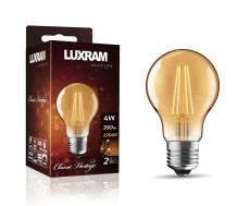 (Pack Of 3) Value Vintage LED GLS E27 4W 2200K, 330lm, Gold Glass