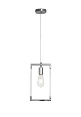 Canto Single Rectangle Pendant 1 Light E27 Polished Nickel/Acrylic