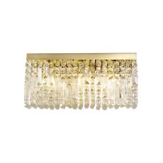 Lit 50x24cm Rectangular Large Wall Lamp, 3 Light E14, Gold/Crystal