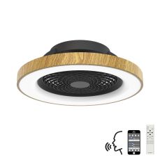 Tibet 70W LED Dimmable Ceiling Light With 35W DC Reversible Fan Remote, APP & Alexa/Google Voice, 3900lm, Wood Effect/Black, 5yrs Warranty