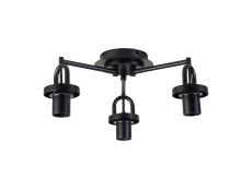 Vista 44.5cm Semi Ceiling Light, (FRAME ONLY), 3 x E27, Matt Black