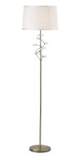 Willow Floor Lamp With White Shade 1 Light E27 Antique Brass/Crystal