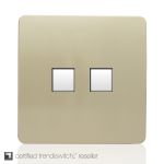 Trendi, Artistic Modern Twin PC Ethernet Cat 5&6 Data Outlet Champagne Gold Finish, BRITISH MADE, (35mm Back Box Required), 5yrs Warranty