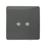 Trendi, Artistic Modern 2 Gang Male F-Type Satellite Television Socket Charcoal, (25mm Back Box Required), 5yrs Warranty