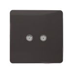 Trendi, Artistic Modern 2 Gang Male F-Type Satellite Television Socket Dark Brown, (25mm Back Box Required), 5yrs Warranty