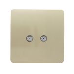 Trendi, Artistic Modern 2 Gang Male F-Type Satellite Television Socket Champagne Gold, (25mm Back Box Required), 5yrs Warranty