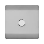 Trendi, Artistic Modern 1 Gang 1 Way LED Dimmer Switch 5-150W LED / 120W Tungsten, Brushed Steel Finish, (35mm Back Box Required), 5yrs Warranty