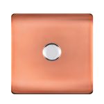 Trendi, Artistic Modern 1 Gang 1 Way LED Dimmer Switch 5-150W LED / 120W Tungsten, Copper/Chrome Finish, (35mm Back Box Required), 5yrs Warranty